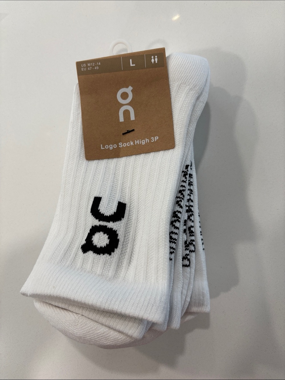 Men’s On Logo Sock High 3/Pk Large